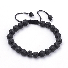 Honeyhandy Natural Lava Rock Braided Bead Bracelets, 2-1/8 inch~3-1/8 inch(55~80mm)