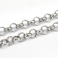 Honeyhandy 304 Stainless Steel Rolo Chains, Belcher Chains, Unwelded, Stainless Steel Color, 8x3mm