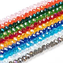 Honeyhandy Electroplate Glass Beads Strands, AB Color Plated, Faceted, Rondelle, Mixed Color, 8x6mm, Hole: 1mm, about 72pcs/strand, 16.14 inch(41cm), 1strand/color