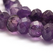 Honeyhandy Natural Amethyst Beads Strands, Rondelle, Faceted, 5~6x3.5~4mm, Hole: 1mm, Hole: 1mm, about 71pcs/strand, 15.75 inch(40cm)