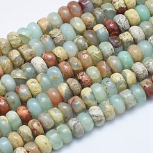 Honeyhandy Natural Aqua Terra Jasper Beads Strands, Rondelle, 4~4.5x2~3mm, Hole: 1mm, about 160pcs/strand, 15.7 inch(40cm)