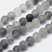 Honeyhandy Frosted Natural Cloudy Quartz Round Beads Strands, 4mm, Hole: 1mm, , about 32pcs/strand, 15.5 inch