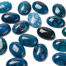 Honeyhandy Natural Dragon Veins Cabochons, Flat Back, Oval, Dyed, Marine Blue, 25x18x6.5mm