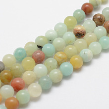 Honeyhandy Natural Flower Amazonite Beads Strands, Round, 10mm, Hole: 1.5mm, about 38pcs/strand, 15.5 inch