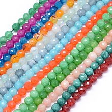 ARRICRAFT Natural Jade Beads Strands, Round, Faceted Dyed, Mixed Color, 6mm, Hole: 1mm; about 65pcs/strand, 15 inches(38cm)