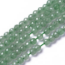 Honeyhandy Natural Green Aventurine Beads Strands, Faceted, Round, 3~3.5x2~3.5mm, Hole: 0.2mm, about 120~189pcs/strand, 16.2~16.4 inch(41.3~41.7cm)