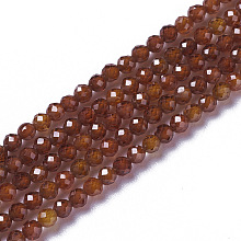 Honeyhandy Cubic Zirconia Beads Strands, Faceted, Round, Dark Orange, 1.5~2x2mm, Hole: 0.2mm, about 178~186pcs/strand, 15~15.5 inch(37.5~38.5cm)