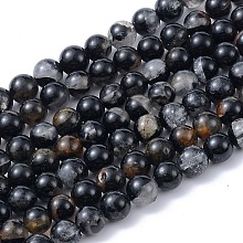 Honeyhandy Natural Black Tourmaline Beads Strands, Round, 6mm, Hole: 0.8mm, about 67pcs/strand, 15.3 inch(39cm)