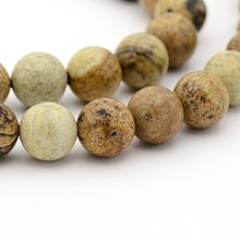 Honeyhandy Natural Picture Jasper Round Bead Strands, 8mm, Hole: 1mm, about 49pcs/strand, 15.7 inch