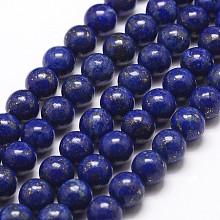 Honeyhandy Natural Lapis Lazuli Bead Strands, Round, 10mm, Hole: 1mm, about 38pcs/strand, 15.5 inch(395mm)