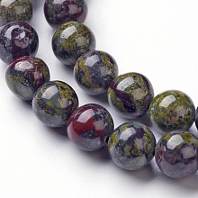 Honeyhandy Natural Dragon Blood Jasper Bead Strands, Round, 4mm, Hole: 1mm, about 87pcs/strand, 14.96''(38cm)