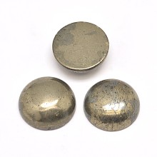 Honeyhandy Half Round Natural Pyrite Cabochons, 12x4~5mm