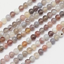 Honeyhandy Round Natural Botswana Agate Bead Strands, 4mm, Hole: 1mm, about 99pcs/strand, 15.5 inch