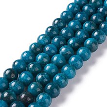 Honeyhandy Natural White Jade Imitation Apatite Beads Strands, Round, Dyed, 10mm, Hole: 1mm, about 38pcs/strand, 14.96 inch(38cm)