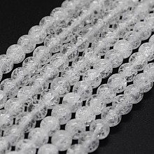 Honeyhandy Natural Crackle Quartz Beads Strands, Round, 12mm, Hole: 1mm, about 32pcs/strand, 15.7 inch