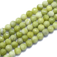 Honeyhandy Natural TaiWan Jade Beads Strands, Round, Faceted(128 Facets), 8mm, Hole: 1.2mm, about 49pcs/strand, 15.16 inch(38.5cm)