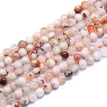 Honeyhandy Natural Cherry Blossom Agate Beads Strands, Round, 6~6.5mm, Hole: 0.8mm, about 60pcs/Strand, 14.96 inch(38cm)