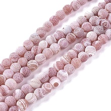 Honeyhandy Natural Weathered Agate Beads Strands, Dyed & Heated, Frosted, Round, Rosy Brown, 6mm, Hole: 1.2mm, about 62pcs/strand, 13.77 inch(35cm)