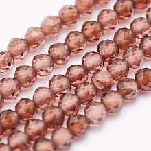 Honeyhandy Natural Garnet Beads Strands, Round, Faceted, Orange, 2mm, Hole: 0.5mm, about 174pcs/strand, 15.5 inch(39.5cm)