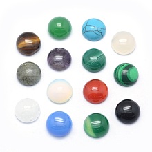 Honeyhandy Natural & Synthetic Mixed Gemstone Cabochons, Half Round, 6x3~3.5mm