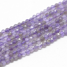 Honeyhandy Natural Amethyst Beads Strands, Faceted, Round, 3x2.5mm, Hole: 0.5mm, about 142pcs/strand, 15.9 inch