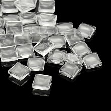 NBEADS 200 Pcs Transparent Glass Cabochons, Clear Glass Square Cabochons for Cameo Photo Pendants DIY Craft Jewelry Making