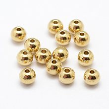 Honeyhandy Brass Beads, Nickel Free, Round, Raw(Unplated), 3x3mm, Hole: 1.2mm