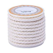 ARRICRAFT 1 Roll 5mm Round Folded Bolo Fold Braided Leather Cords for Necklace Bracelet Jewelry Making 4m per Roll White