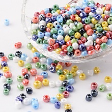 ARRICRAFT Glass Seed Beads, Opaque Colors Lustered, Round, Mixed Color, 4mm, Hole: 1.5mm, about 4500pcs/pound