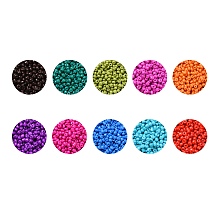 Honeyhandy 6/0 Baking Paint Glass Seed Beads, Round, Mixed Color, 6/0, 4~5x3~4mm, Hole: 1~2mm, 10 colors, about 900pcs/color, 9000pcs/set