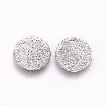 Honeyhandy 304 Stainless Steel Charms, Textured, Flat Round with Bumpy, Stainless Steel Color, 12x0.8mm, Hole: 1.4mm