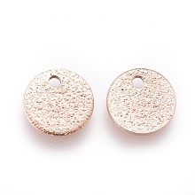 Honeyhandy Ion Plating(IP) 304 Stainless Steel Charms, Textured, Flat Round with Bumpy, Rose Gold, 8x1mm, Hole: 1.2mm