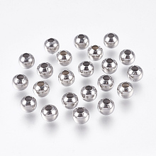 Honeyhandy Round 304 Stainless Steel Spacer Beads, Stainless Steel Color, 6mm, Hole: 2mm