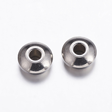 Honeyhandy 201 Stainless Steel Beads Spacers, Rondelle, Stainless Steel Color, 5x2.5mm, Hole: 1.5mm