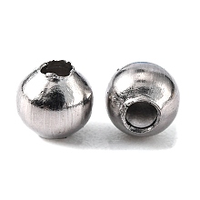 Honeyhandy 304 Stainless Steel Round Beads, Stainless Steel Color, 4mm, Hole: 1mm