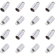 arricraft 100pcs Stainless Steel Barrel End Caps Cord Terminators for Leather Cord Jewelry Makig, 8.5x4mm