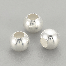 Honeyhandy 925 Sterling Silver Beads, Round, Silver, 5x4mm, Hole: 2mm