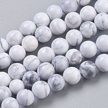 Honeyhandy Natural Howlite Beads Strands, Round, White, 6mm, Hole: 1mm, about 32pcs/strand, 7.6 inch