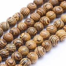 Honeyhandy Natural Wenge Wood Beads Strands, Round, Dyed, 4mm, Hole: 1mm, about 98pcs/strand, 15.55 inch(39.5cm)