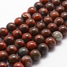 Honeyhandy Natural Brecciated Jasper Bead Strands, Round, 6mm, Hole: 1mm, about 61pcs/strand, 14.9 inch~15.1 inch