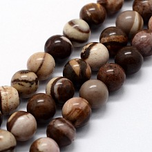 Honeyhandy Natural Zebra Jasper Beads Strands, Round, 8mm, Hole: 0.8mm, about 47pcs/strand,  14.96 inch(38cm)