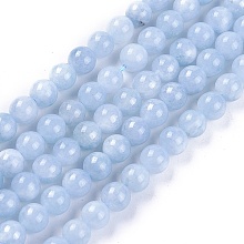 Honeyhandy Natural Jade Beads Strands, Dyed, Imitation Aquamarine, Round, 6~6.5mm, Hole: 1.2mm, about 61pcs/strand, 14.5 inch~14.8 inch(37~37.5cm)