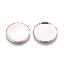 Honeyhandy 304 Stainless Steel Plain Edge Bezel Cups, Cabochon Settings, Flat Round, Stainless Steel Color, Tray: 25mm, 26.5x2mm