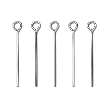 Honeyhandy 304 Stainless Steel Eye Pin, Stainless Steel Color, 25mm, Hole: 2mm, Pin: 0.7mm, about 205pcs/20g