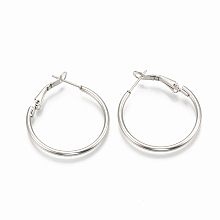 Honeyhandy 304 Stainless Steel Hoop Earrings, Stainless Steel Color, 12 Gauge, 30x2mm, Pin: 0.8mm