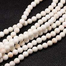 Honeyhandy Natural Magnesite Round Beads Strands, Floral White, 8mm, Hole: 1mm, about 48pcs/strand, 15.74 inch