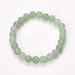 Honeyhandy Natural Green Aventurine Beaded Stretch Bracelets, Round, 2-1/8 inch(55mm), Bead: 8~9mm