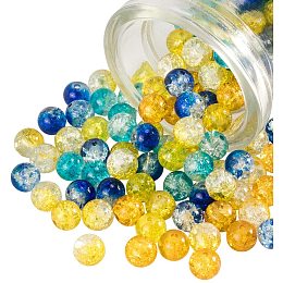 30pc 8mm 2 color tone round crackle glass bead-5065