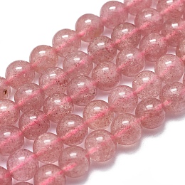 Honeyhandy Natura Strawberry Quartz Beads Strands, Round, 8mm, Hole: 1mm, about 49pcs/Strand, 15.75 inch(40cm)