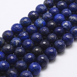 Honeyhandy Natural Lapis Lazuli Beads Strands, Dyed, Faceted, Round, 8mm, Hole: 1mm, about 44pcs/strand, 14.9 inch~15.1 inch